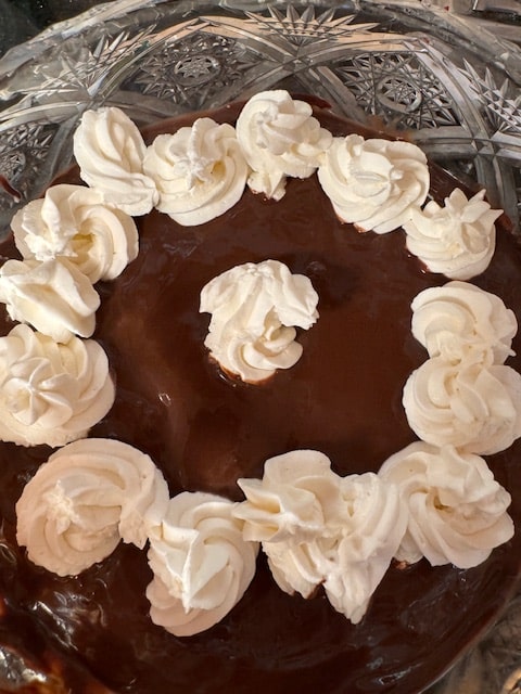 serving pudding in a glass bowl