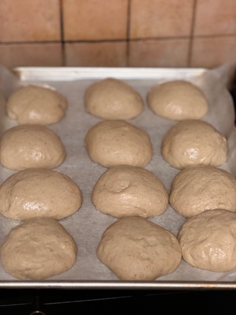 formed rolls on lined baking sheet