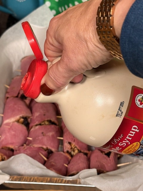 pour a splish of maple syrup over each date