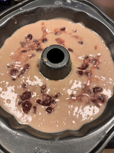 Pour the batter into the pan