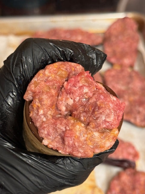 the eggplant meat roll from the side