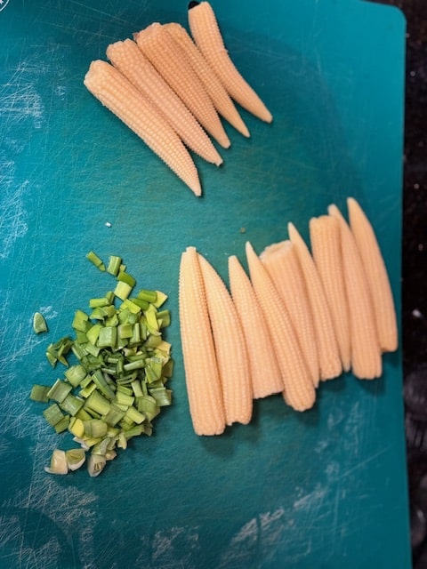 baby corn and scallions