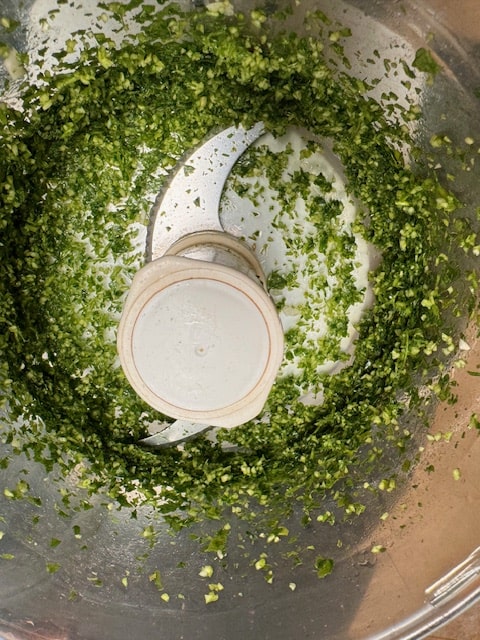 chop the parsley and garlic fine