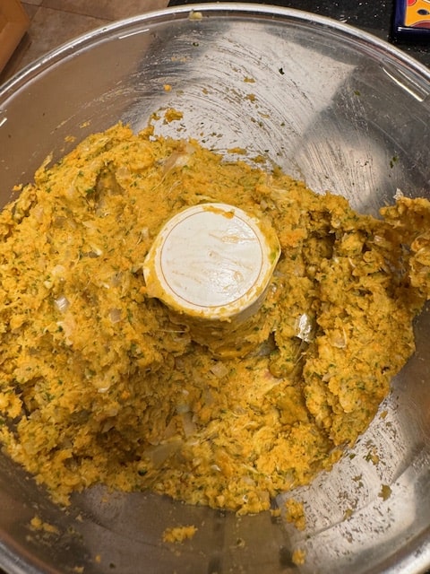 the chopped fish mixture