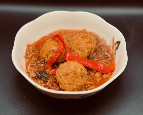 Fish Balls in Tomato and Pepper Sauce