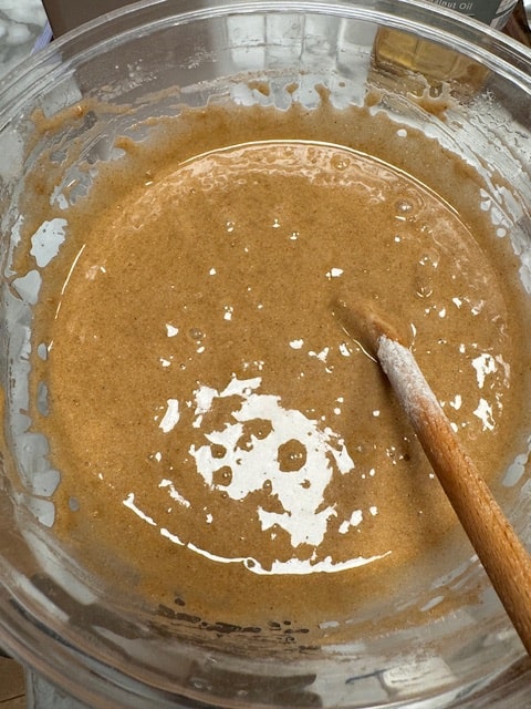 Mix till combined but don't overmix.