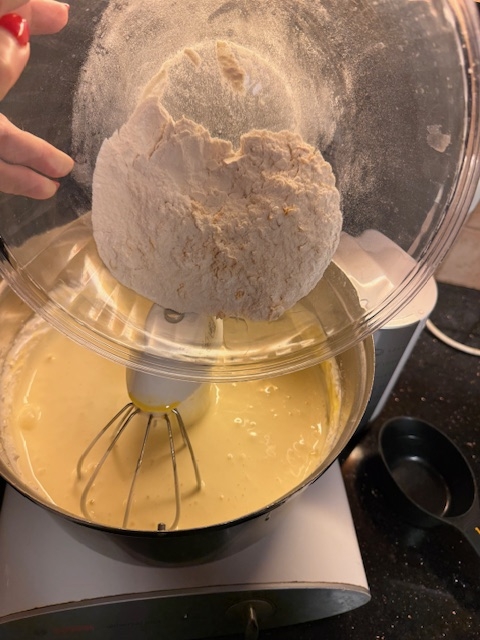 adding the flour mixture briefly