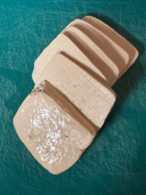 slicing the tofu