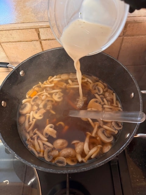 adding cornstarch slurry