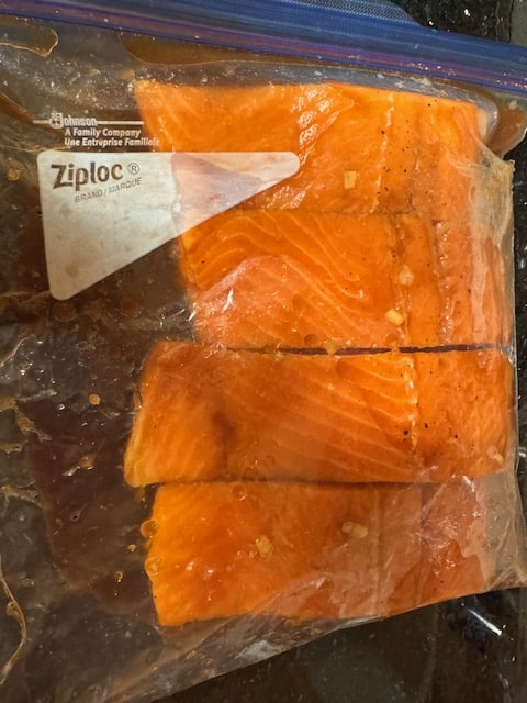 fish in marinade in ziploc