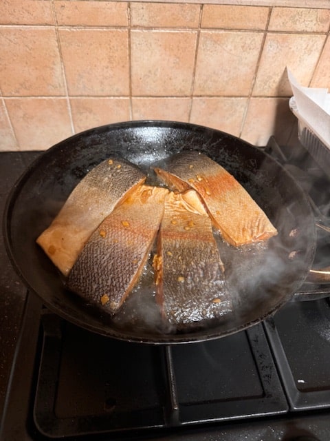 skin side up in pan