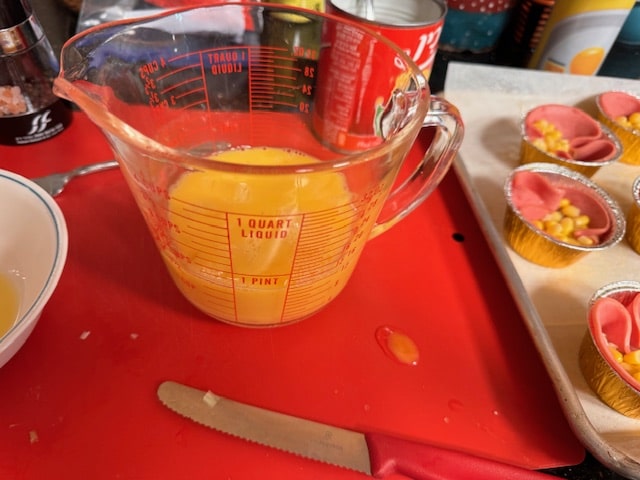 eggs whipped in measuring cup