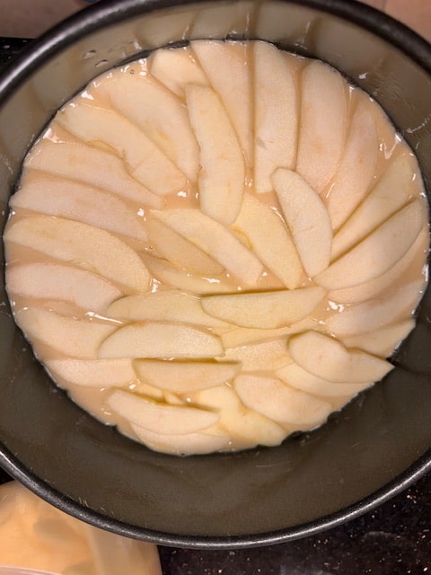 top with half the apple slices
