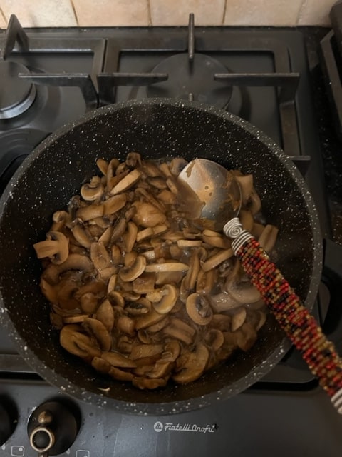 cook down the mushrooms till deep brown