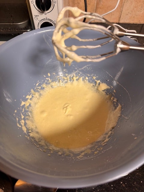 whipped yolks and sugar