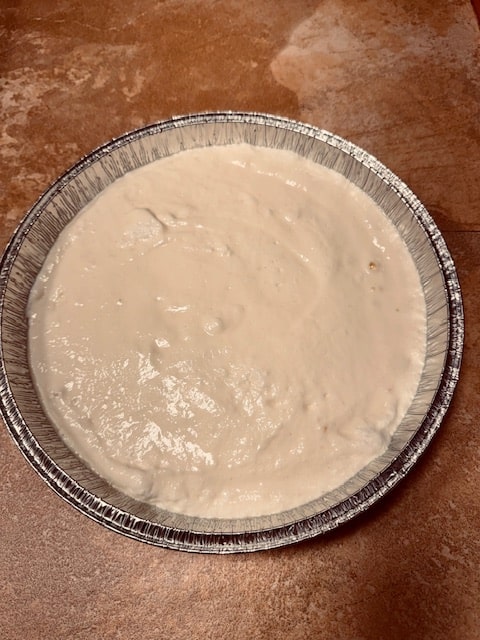 batter smoothed in pan