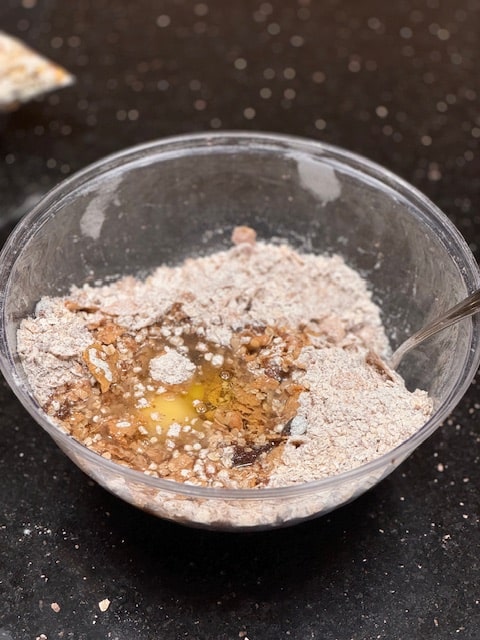 add the oil and eggs
