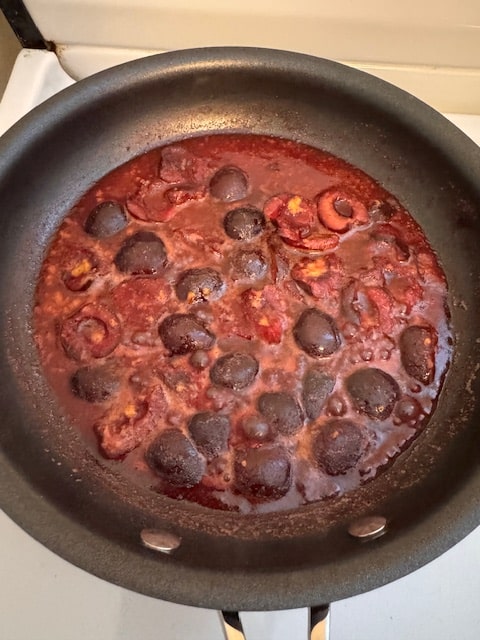 cherry sauce cooking down