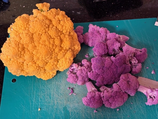 purple and yellow cauliflower