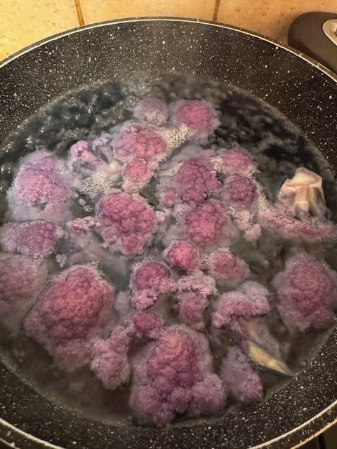 boiling the cauliflower