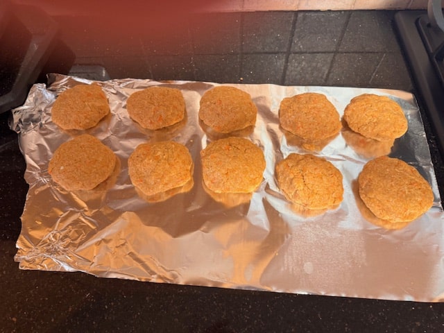 turkey burgers like soldiers in a row
