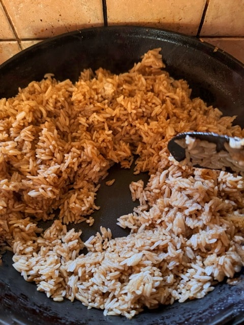rice begins to look brown