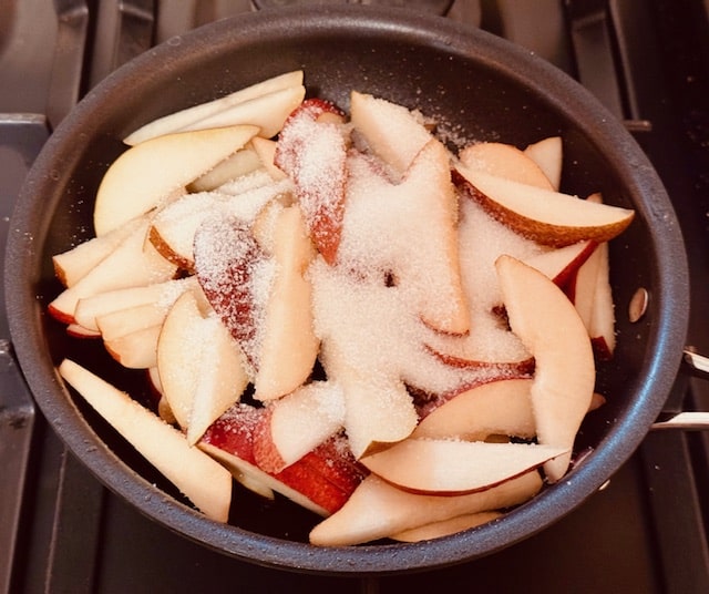 put pears on top of butter