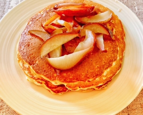pancakes with buttered pears
