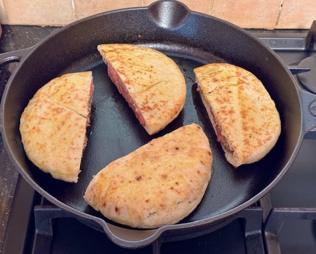 Starting the browning of the pita