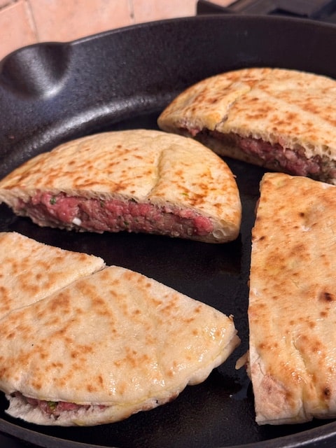 the meat is starting to cook on the bottom