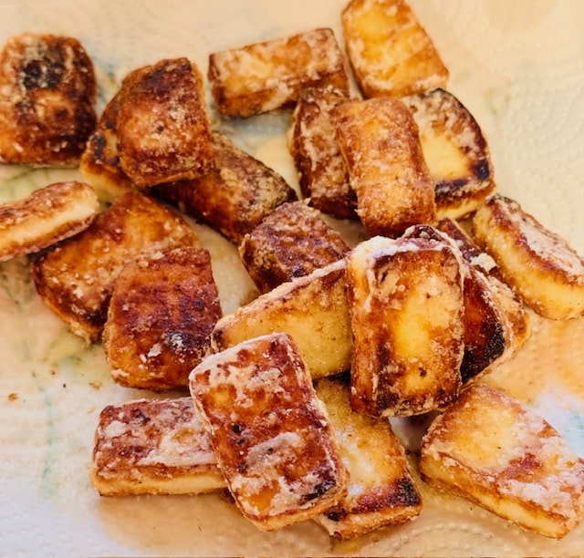 drained halloumi cubes