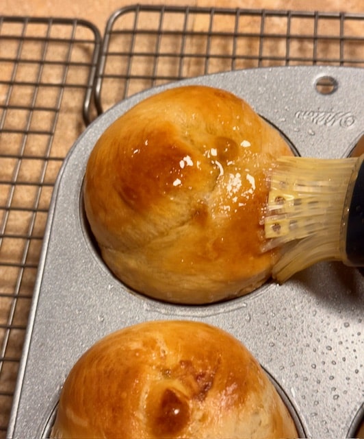 Brush tops with honey and oil