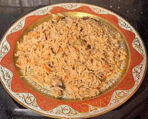 Oven Baked Rice with Mushrooms and Carrot