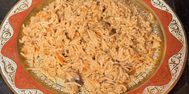 Oven Baked Rice with Mushrooms and Carrot
