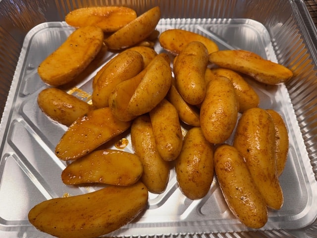 turning potatoes cut side down