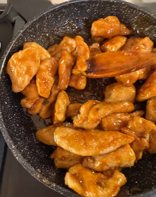 plunk the chicken into the sauce