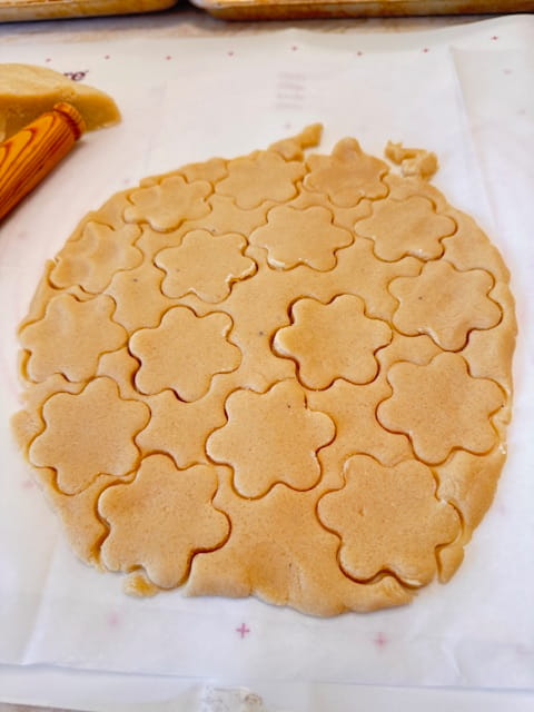 cutting out the cookies in a circle