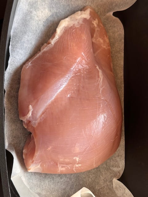 parchment paper lined high sided pan