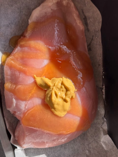 place mustard on top