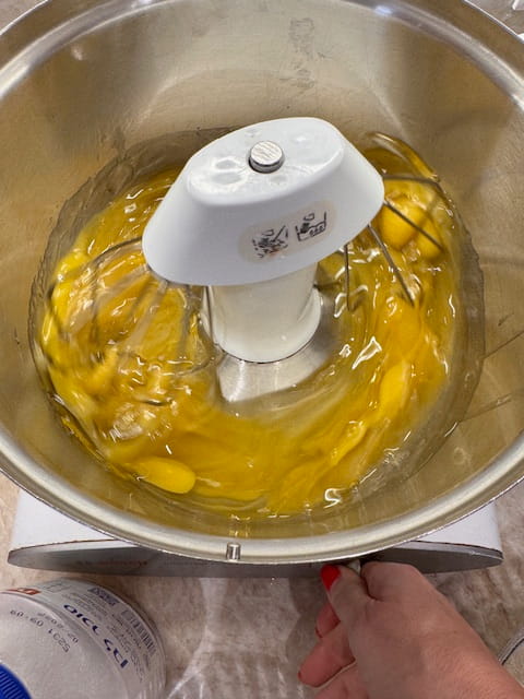 beating the eggs, juice, liqueur