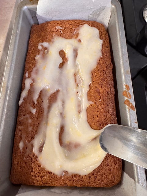 slather over the two loaf pans evenly