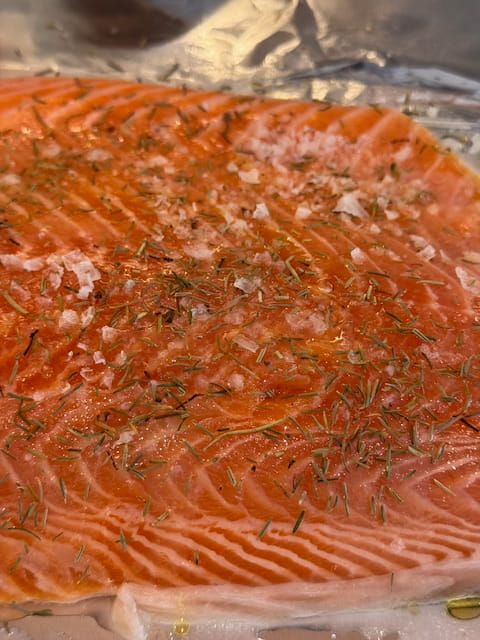 Slather with olive oil and seasonings