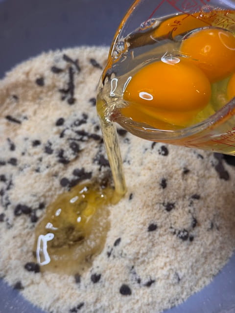 add the eggs and the oil