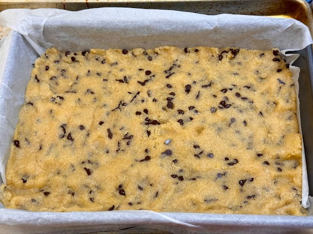 flatten dough into pan