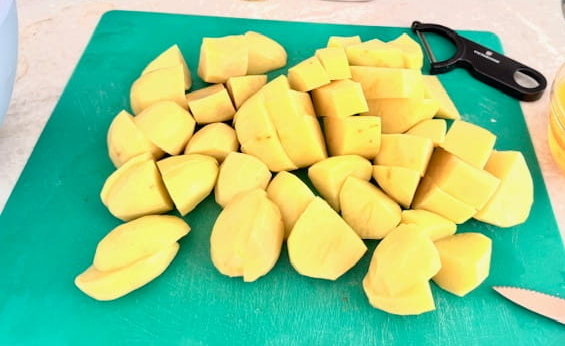 peeled and chunked potatoes
