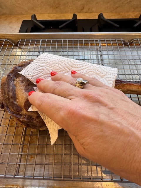 pat steak dry with paper towel