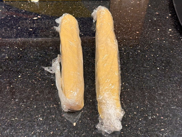 form two logs and wrap dough