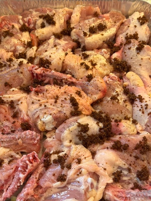 season with salt, pepper and brown sugar