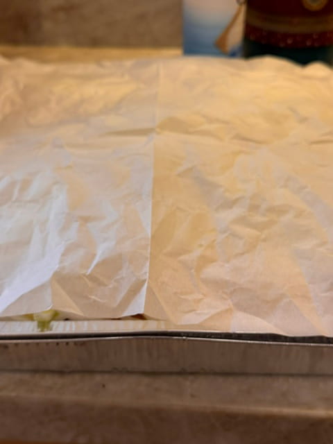 parchment paper over top