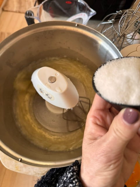 egg whites, adding 1/4 cup sugar